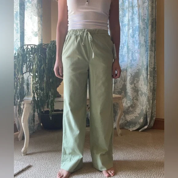Green wide leg linen pants - Picture 9 of 10